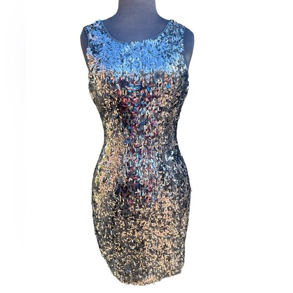 Express Blue and Silver Sequin Mini Dress - Picture 1 of 7